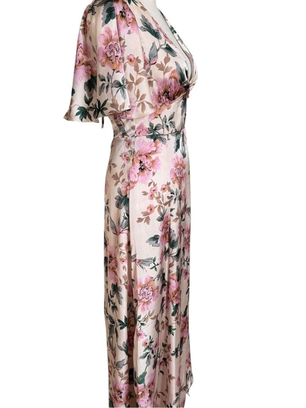 Dress Forum Morning Meadow Romance Floral Maxi Dress Ivory Pink Slit NWT Small - Picture 13 of 15